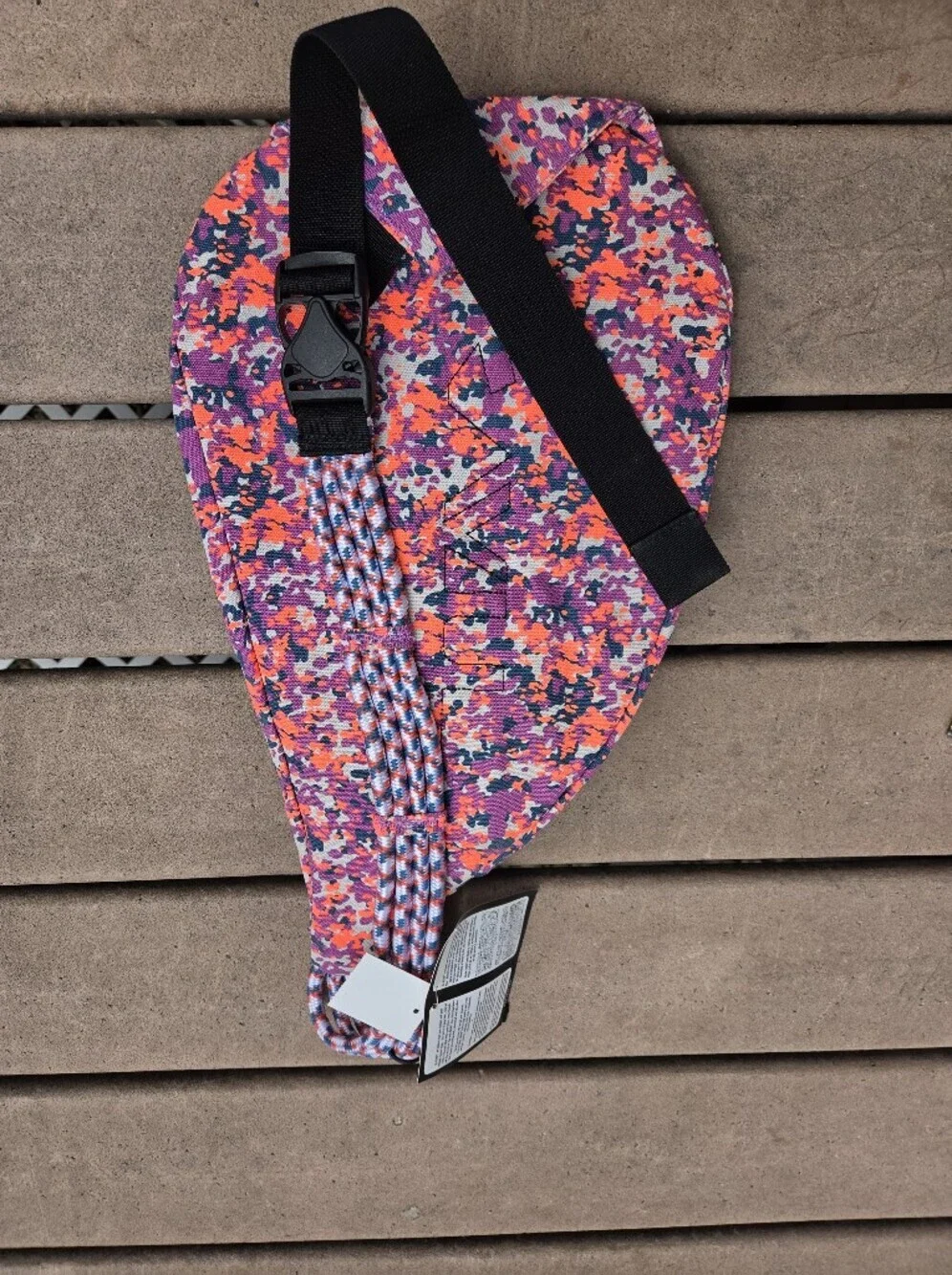 NEW Kavu Berry Punch Rope Sling Bag Purse Crossbody Multicolor Camo Purple Pink
